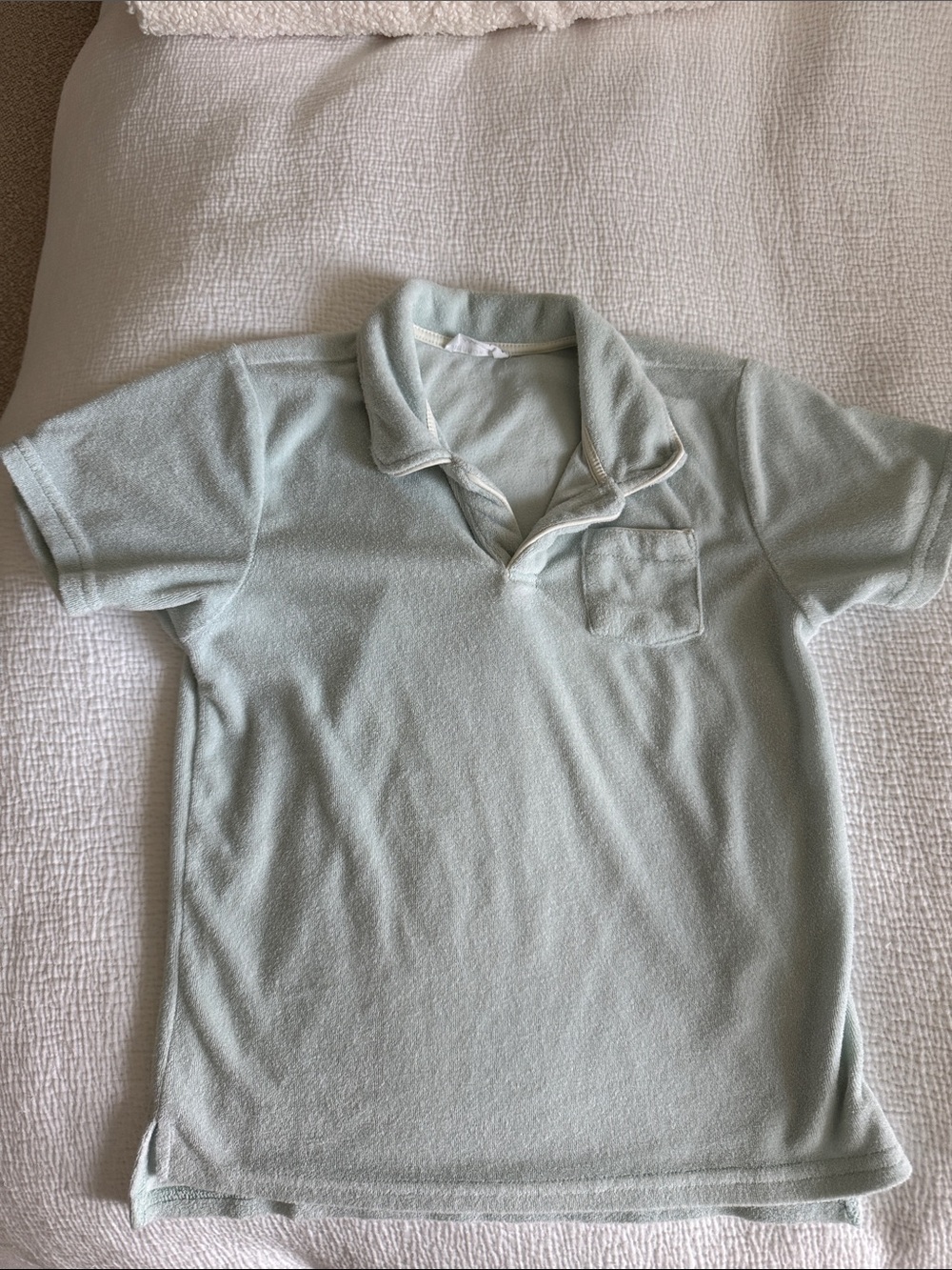 MINNOW SWIM Polo Top in Light Mint - Soft Terry Pocket Shirt